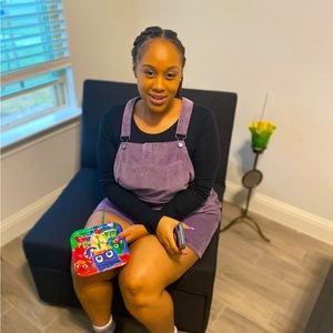 Purple dress overalls